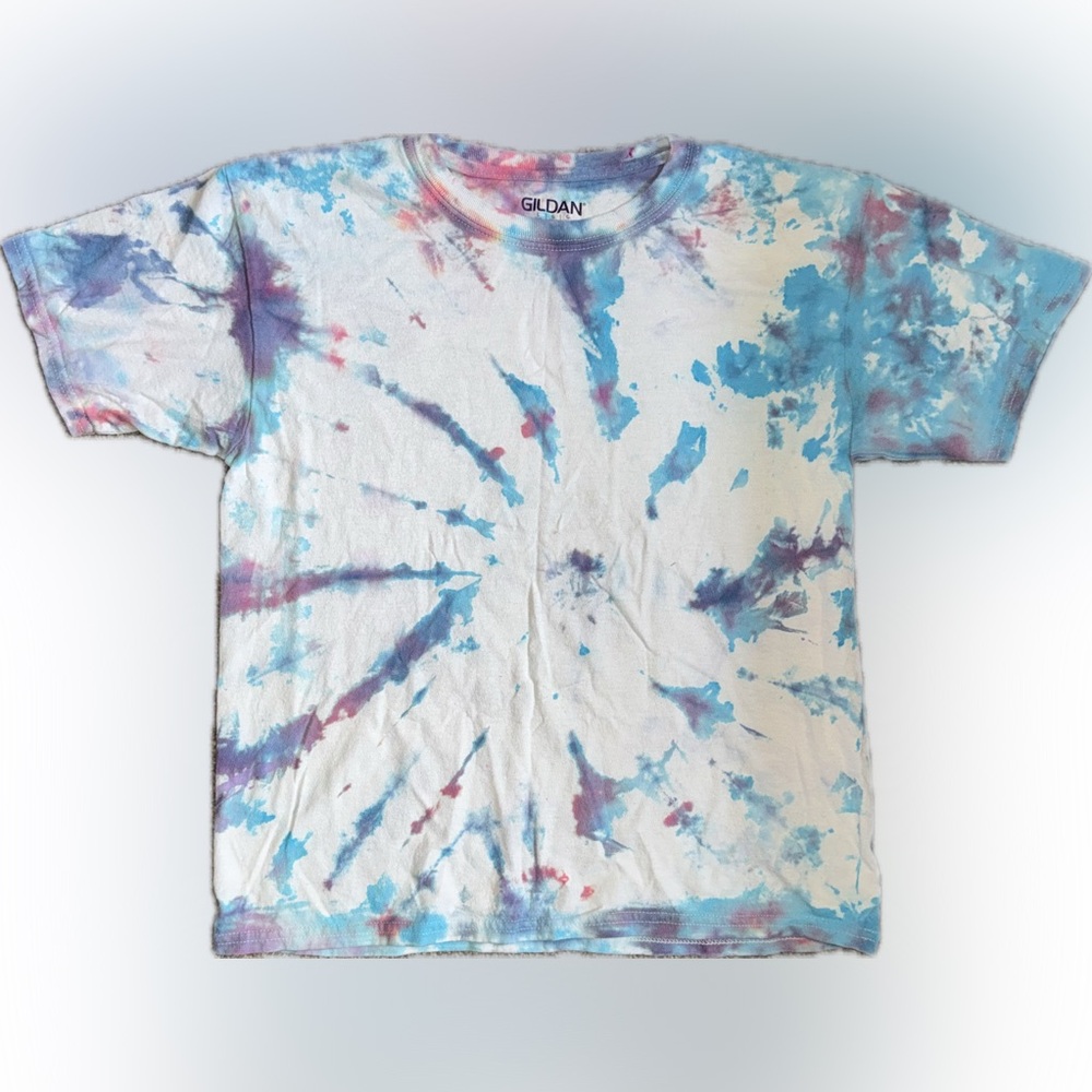 Gildan Kids Tie-Dye YL T-Shirt - Blue and Purple